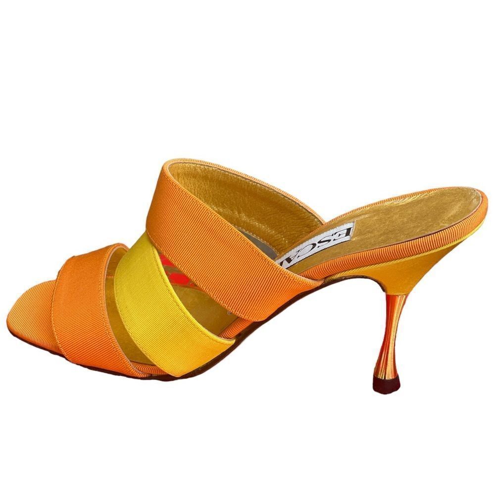 VINTAGE Escada Bi Tone Orange and Yellow Straps Sandals Heels SZ 6B NIB